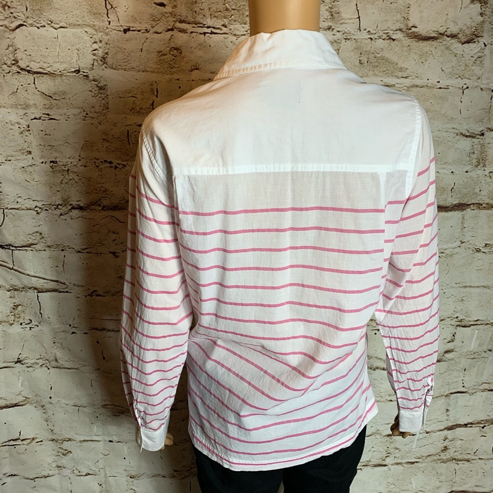 Pendleton Pink & White Striped Button Down Sz Med - image 4